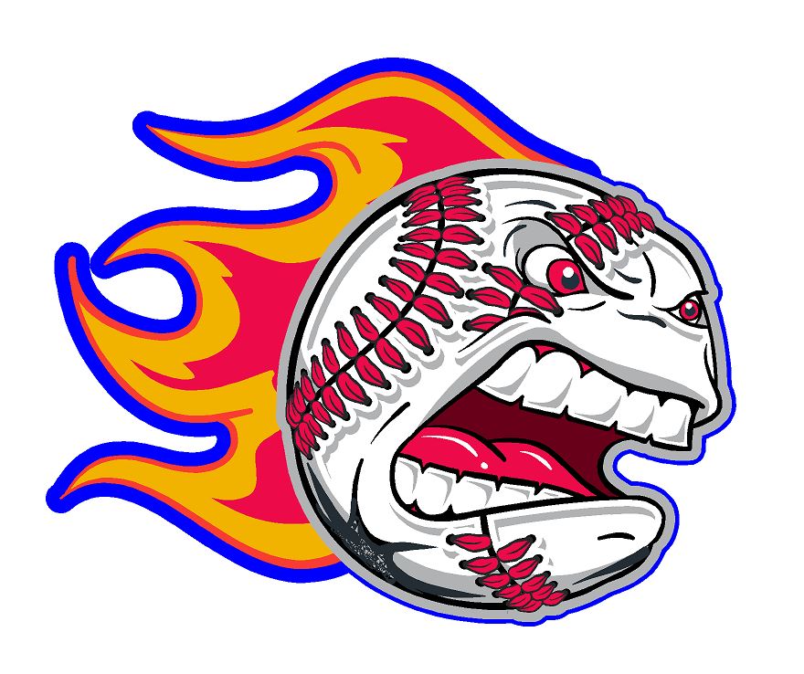 Right- Screaming Baseball with Flames Helmet Decal