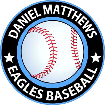Personalized Circle Baseball Decal with player's name and team name
